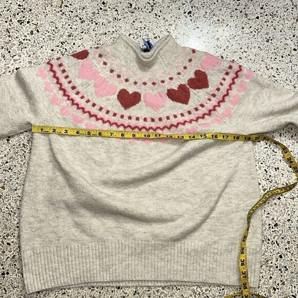 Cece heart love Fair isle mock neck sweater XS - Picture 3 of 6